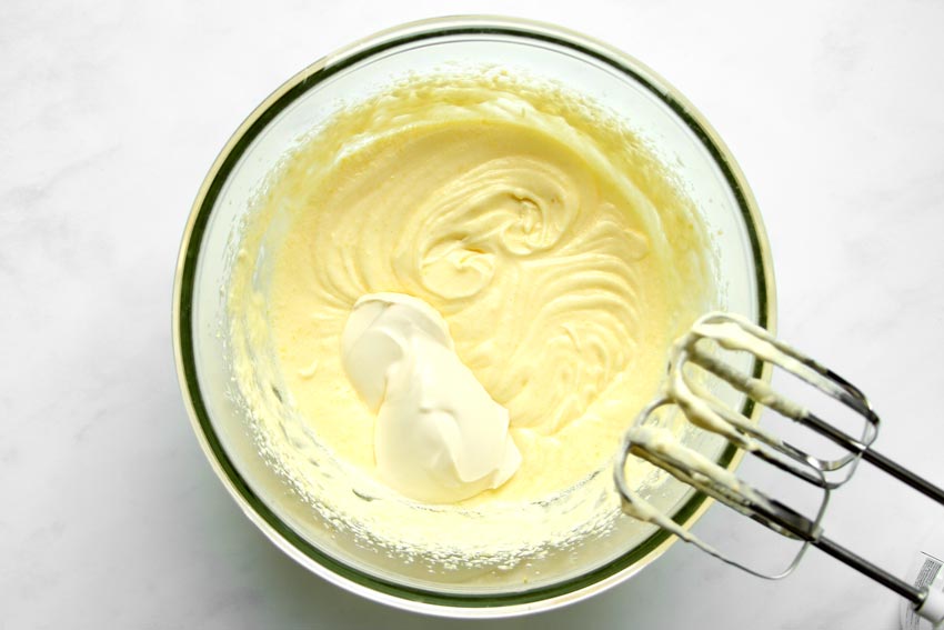 Cake batter and electric mixer