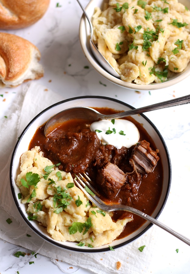 Austrian Beef Goualsh with Spaetzle or Nockerl