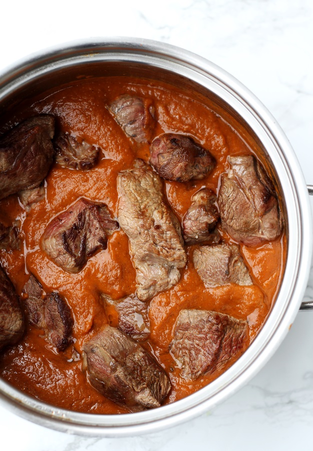 Austrian beef goulash with thick gravy