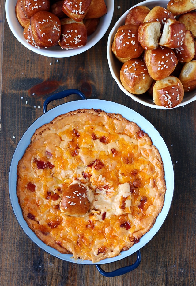 Bacon Beer Cheese Dip with Pretzel Bites