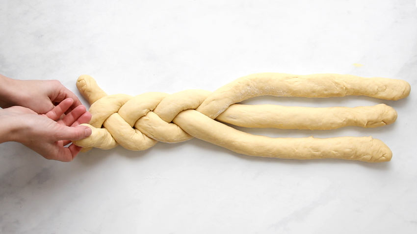 Braiding easter bread