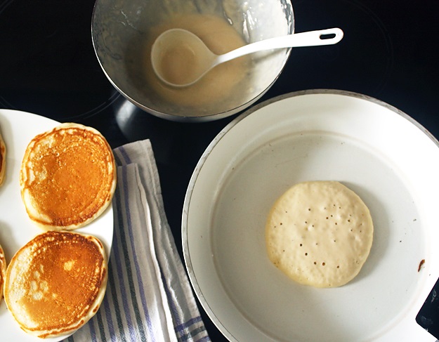 Buttermilk Pancakes in frying pan