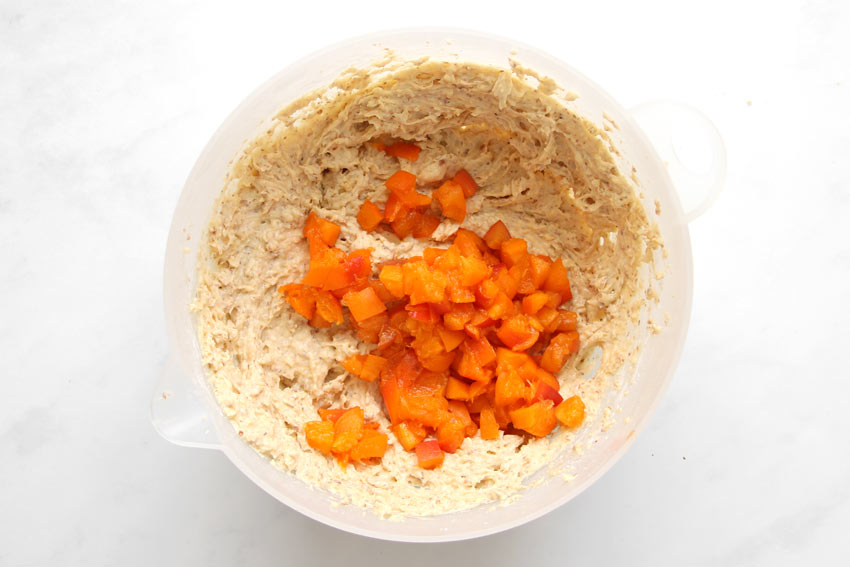 Cake batter with apricot pieces