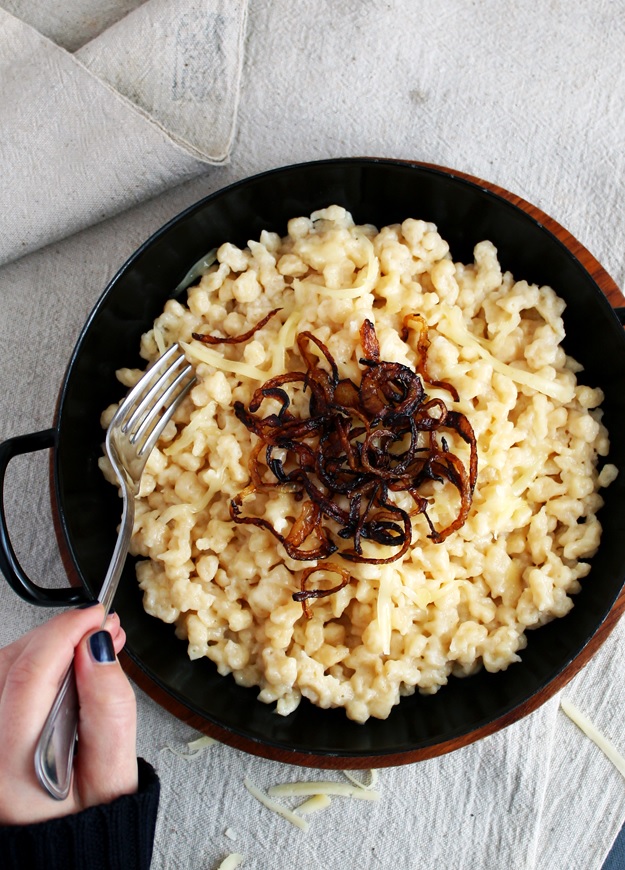 Cheese Spaetzle with caramelized onions recipe