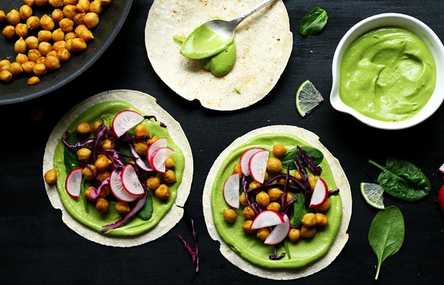 Chickpea Tacos with green salsa recipe