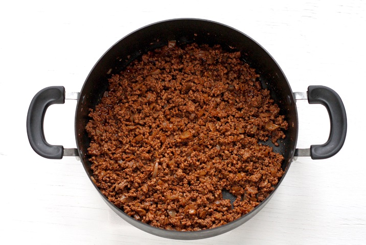 ground meat and spices in pot