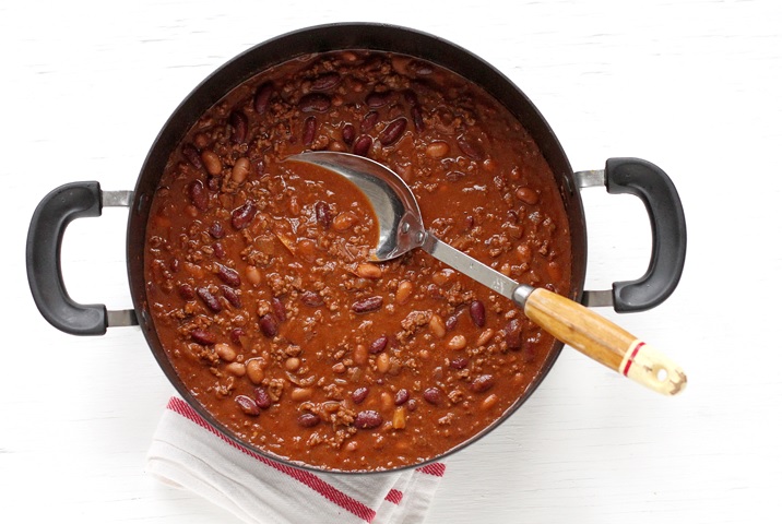 Finished chili in pot