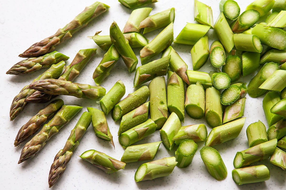 Chopped green Asparagus for risotto recipe