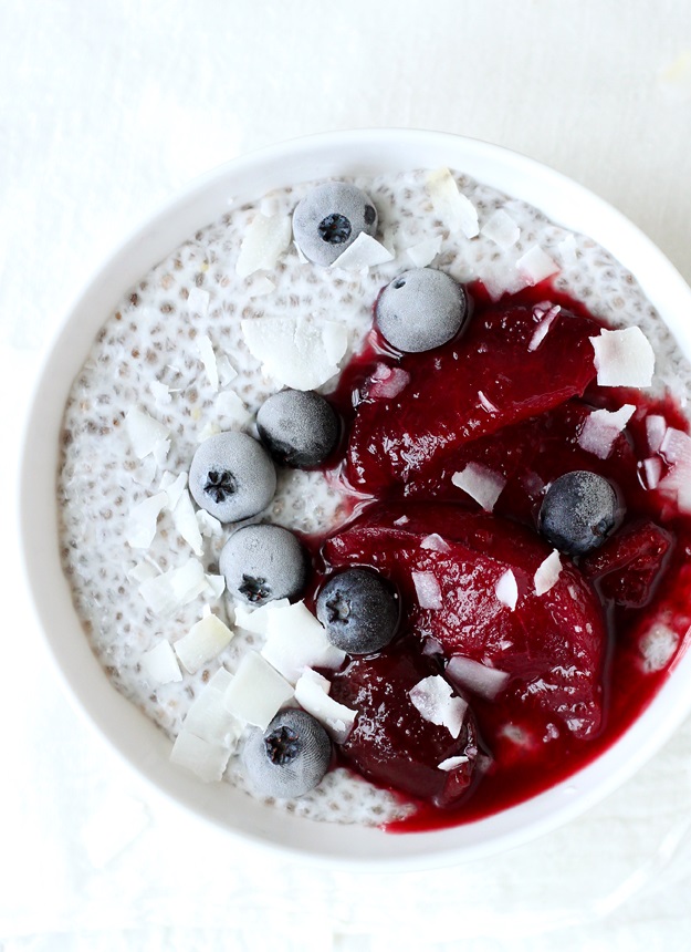 Coconut-Chia Pudding w Austrian-style Stewed Plums