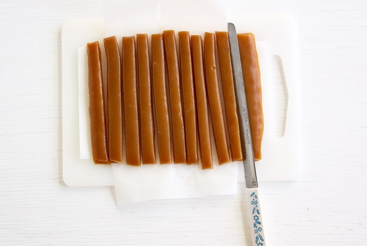 Cutting Apple Cider Caramels