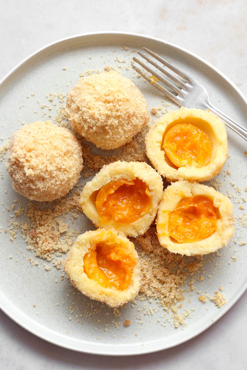 Apricot dumplings with potato dough