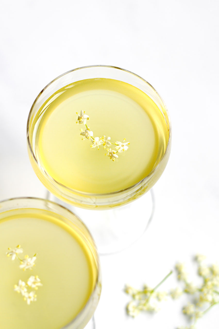 elderflower syrup in glass