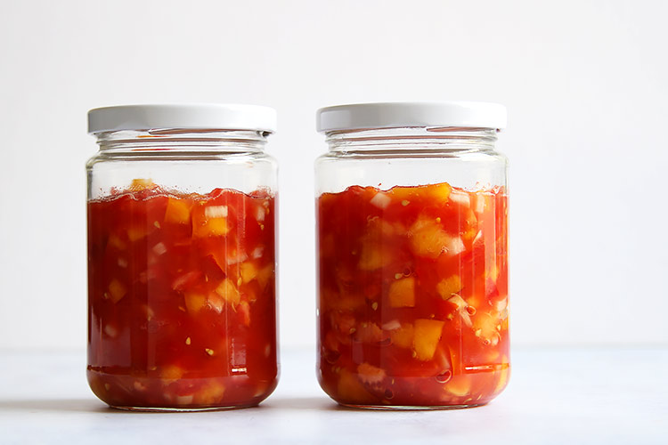 Fermented tomato peach salsa