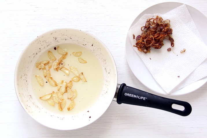 Fried onion and garlic for Ahi Poke