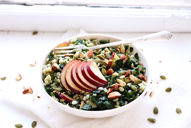 Grain Salad with Kale and Plums recipe