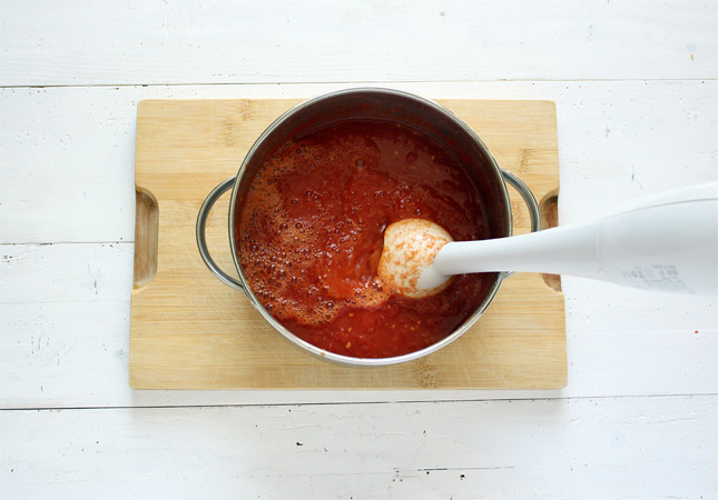 Homemade ketchup with fresh tomatoes