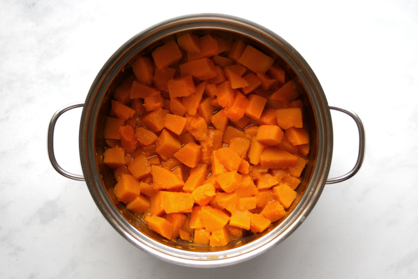 pumpkin pieces in pot