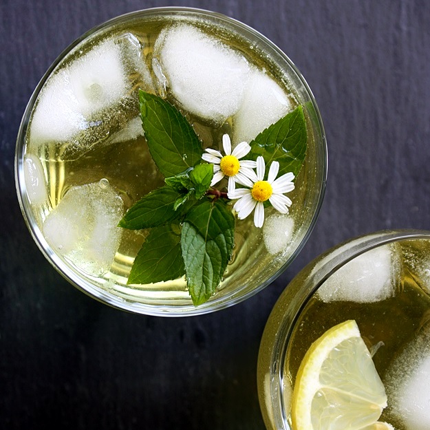 Summer iced tea from fresh herbs