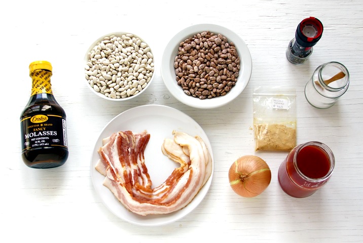 Ingredients for Boston Baked Beans.