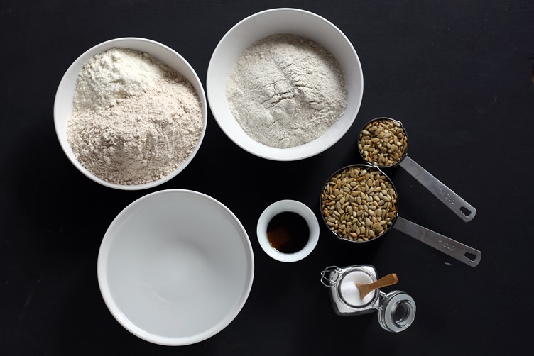 Ingredients for sunflower bread