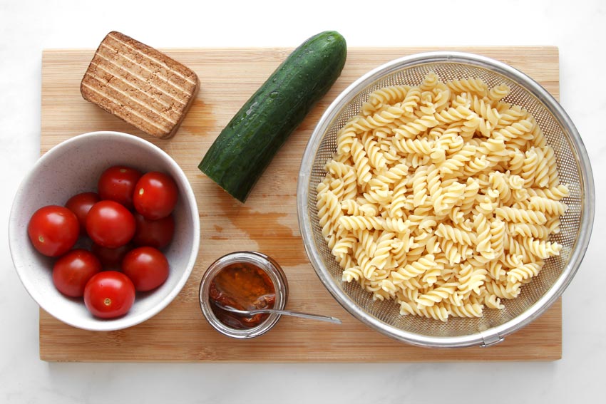 Ingredients for pasta salad