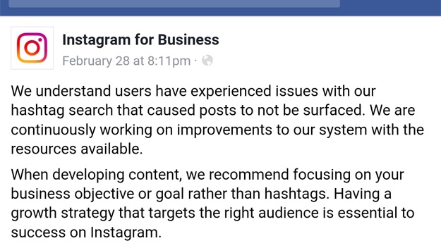 statement from Instagram to shadow ban