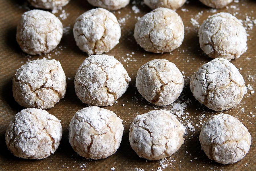 Lemon Amaretti Cookies on baking sheet