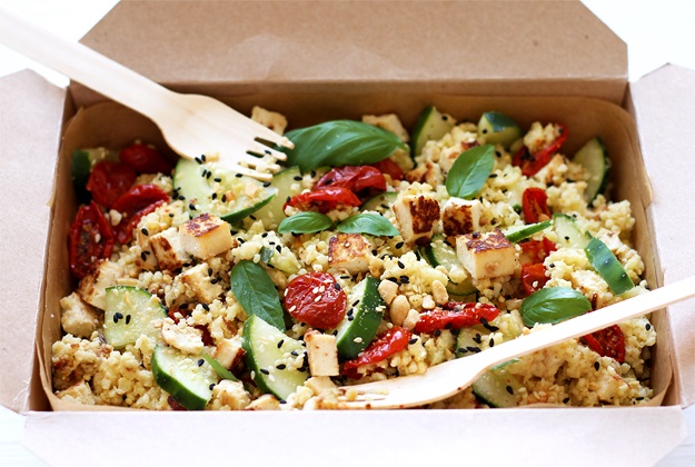 Millet Bowl with Tofu and Semi-Dried Tomatoes