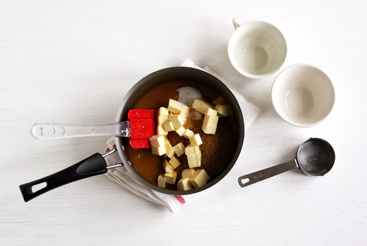 Mixing ingredients for Apple cider caramels