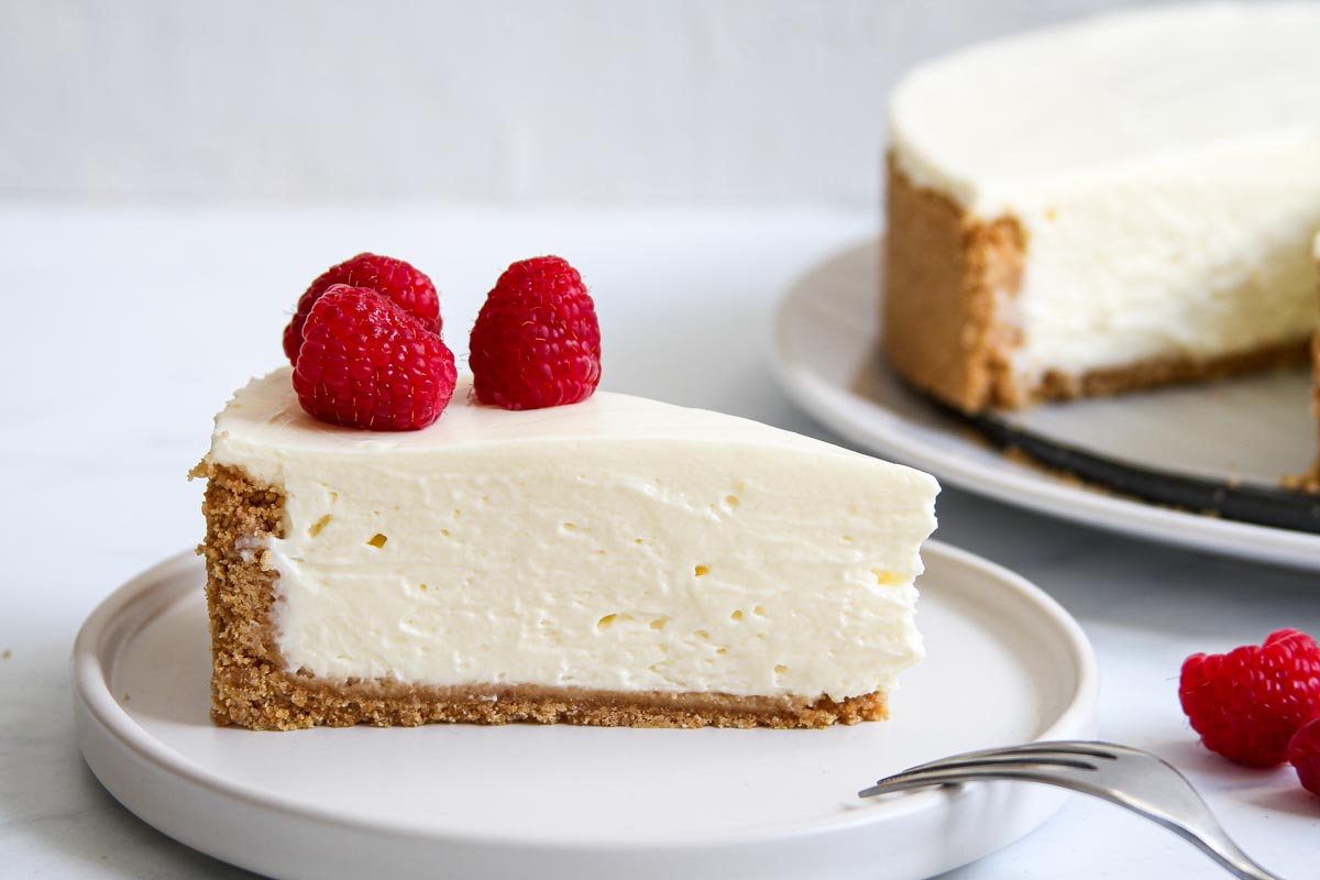 Slice of airy cheescake