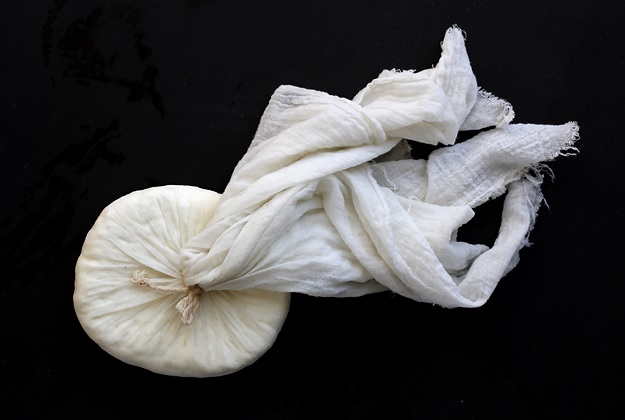 Paneer pressed in cheescloth