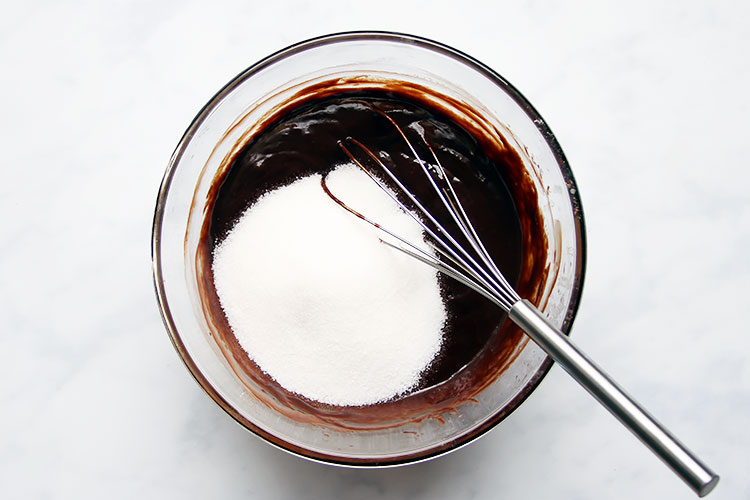 Bowl with chocolate and sugar