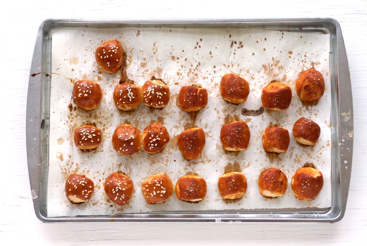 Pretzel Bites brushed with baking soda