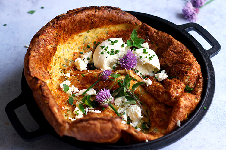 Puffy Savory Dutch Baby Cheese and Herbs Recipe