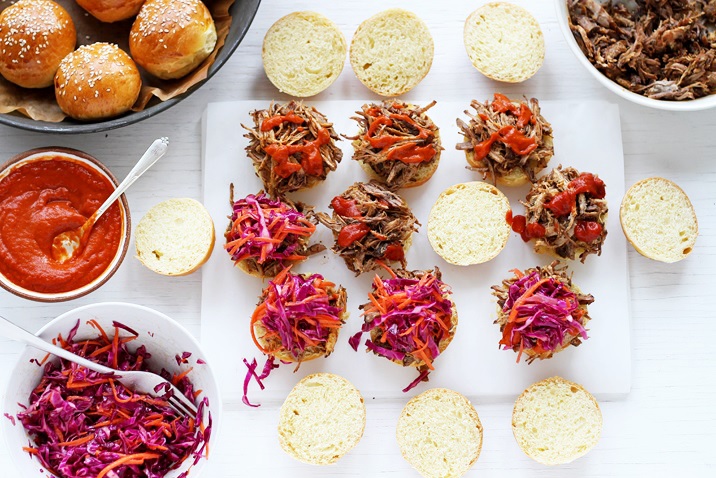 Pulled Pork sliders quick recipe made in the oven