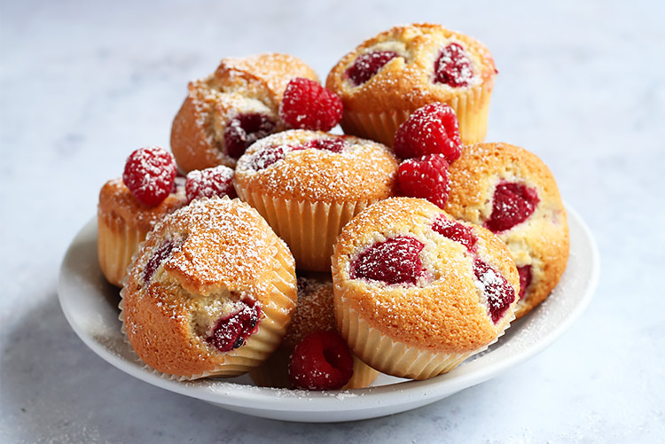 Raspberry Friands on plate