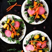 Black Bean, Mango, and Arugula Tacos