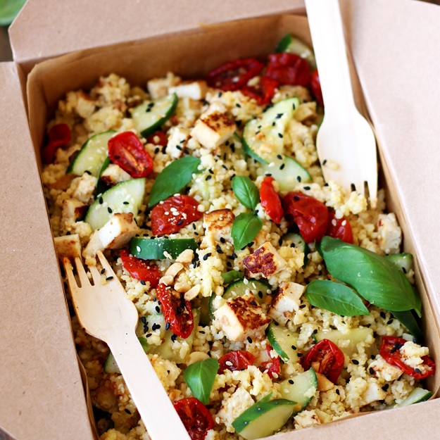 Millet Bowl with Soy-Tahini glazed Tofu and Semi-Dried Tomatoes