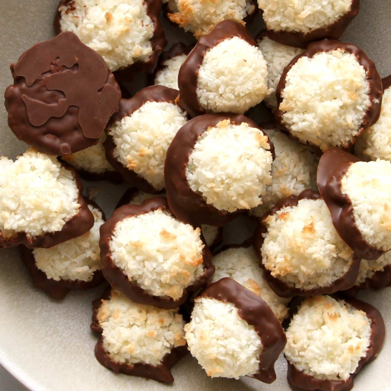 coconut macaroons with chocolate bottoms