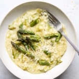 Easy asparagus risotto in bowl