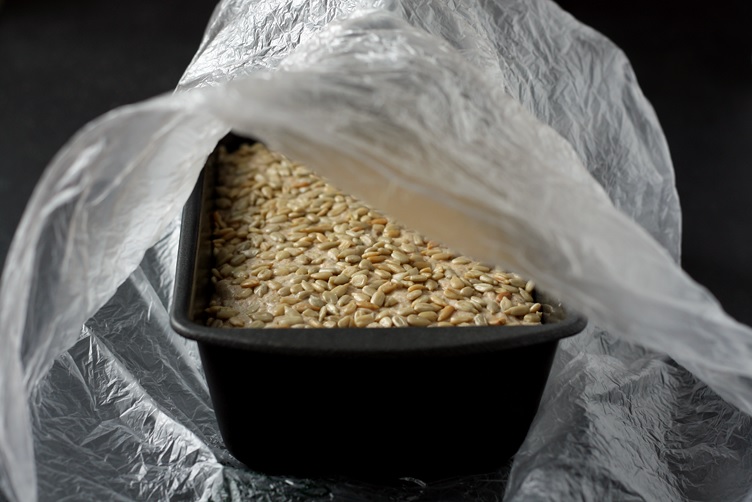 Sunflower seed bread rising