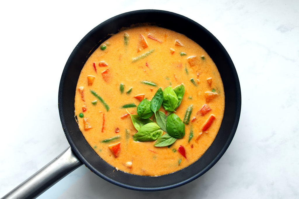 Red Thai curry in pan